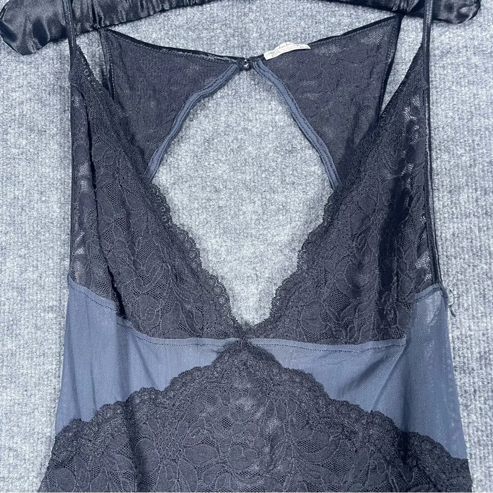 Intimately Free People Women’s Large Black Lace Body Suit Open‎ Back Deep V Neck